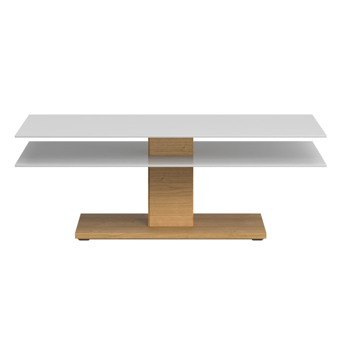 COUCHTISCH in Holz, Glas, Holzwerkstoff 120/75/43 cm  - Weiss/Eichefarben, Design, Glas/Holz (120/75/43cm) - Voglauer
