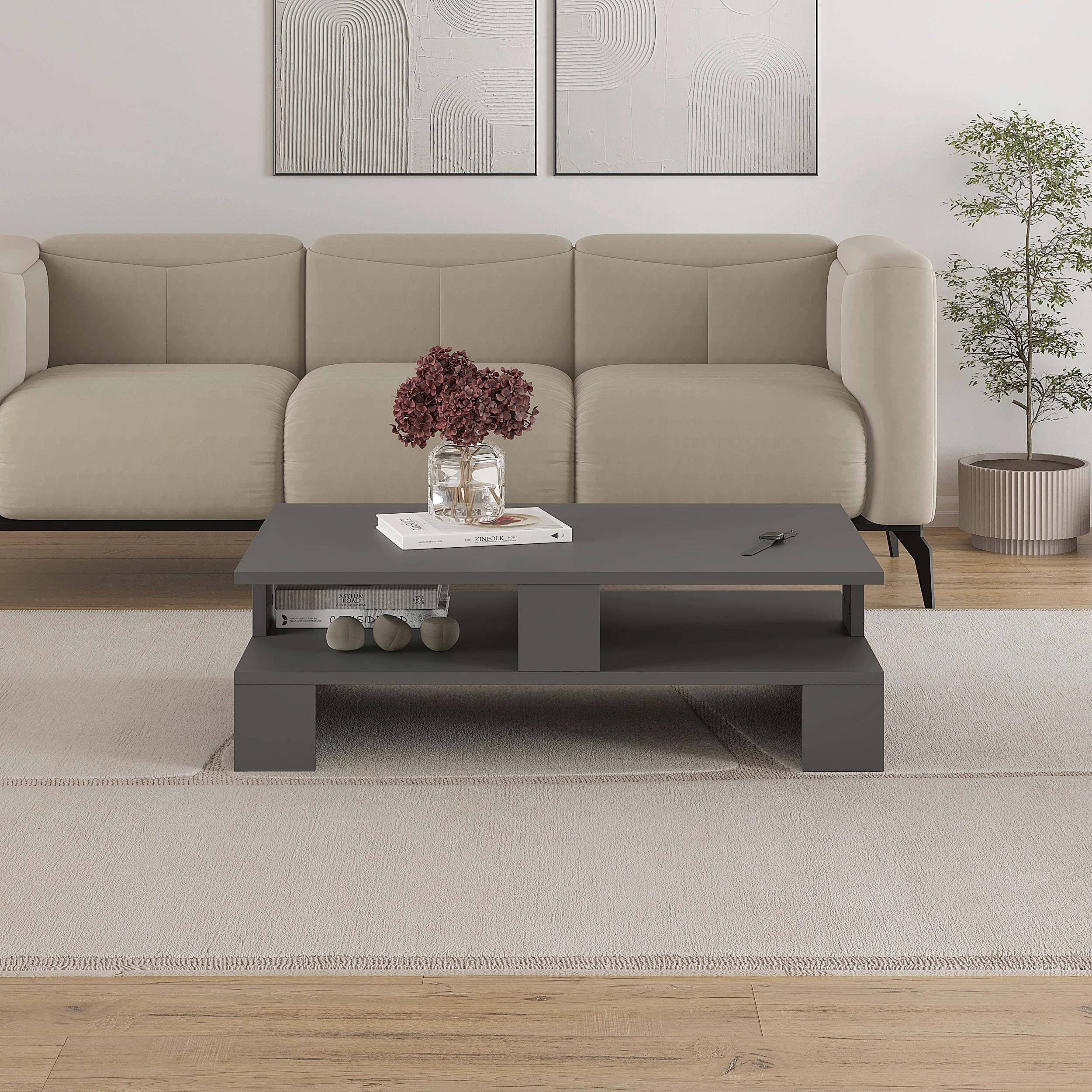 COUCHTISCH in Holzwerkstoff  - Anthrazit, Design, Holzwerkstoff (80/50/28cm) - Livetastic