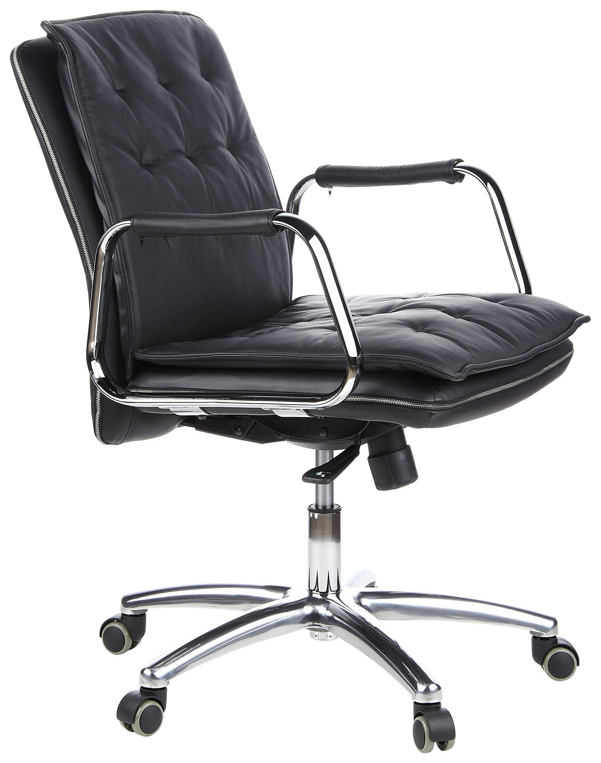 DREHSTUHL  in Schwarz  - Silberfarben/Schwarz, Basics, Leder/Kunststoff (60/109/48cm) - MID.YOU