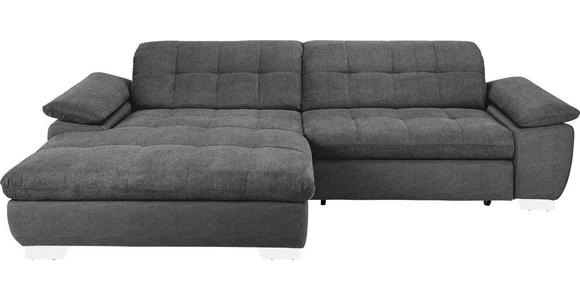 ECKSOFA  in Mikrofaser Dunkelgrau  180/265 cm  - Chromfarben/Dunkelgrau, Design, Textil/Metall (180/265cm) - Carryhome