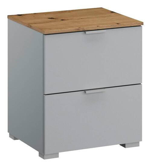 NACHTSCHRANK 40/49/42 cm - Eichefarben/Alufarben, Trend, Holzwerkstoff/Metall (40/49/42cm) - Stylife