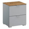 NACHTKÄSTCHEN 40/49/42 cm  in Grau, Eichefarben  - Eichefarben/Alufarben, Trend, Holzwerkstoff/Metall (40/49/42cm) - Stylife