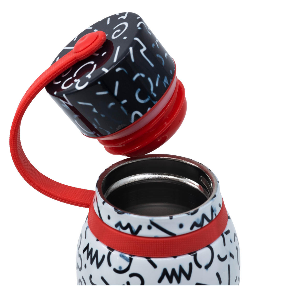 TRINKFLASCHE 0,330 L  - Rot/Schwarz, Basics, Kunststoff/Metall (6,7cm) - Disney