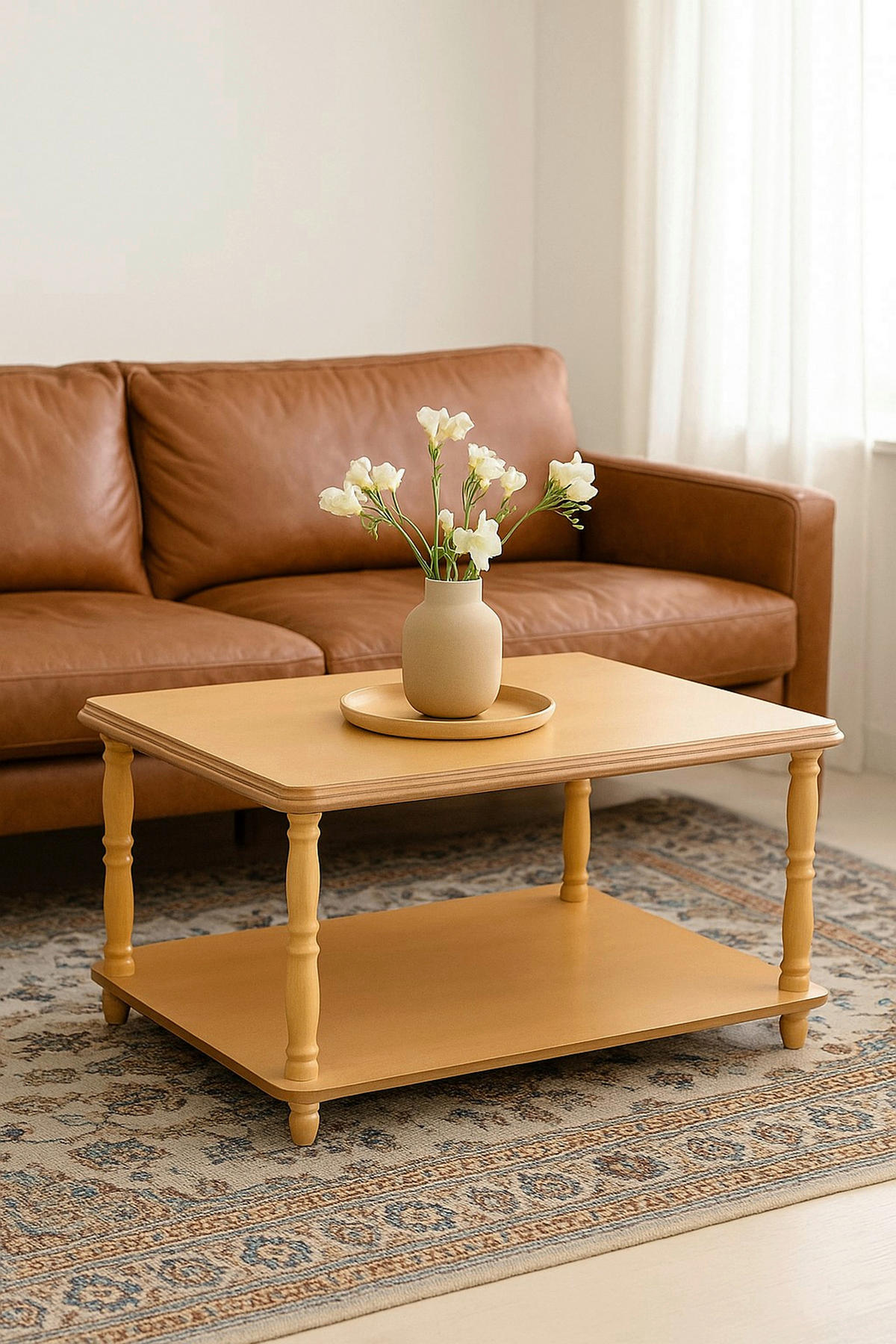 COUCHTISCH Kautschukholz massiv 58,5/89/40 cm rechteckig Buchefarben  - Buchefarben, KONVENTIONELL, Holz/Holzwerkstoff (58,5/89/40cm) - MID.YOU