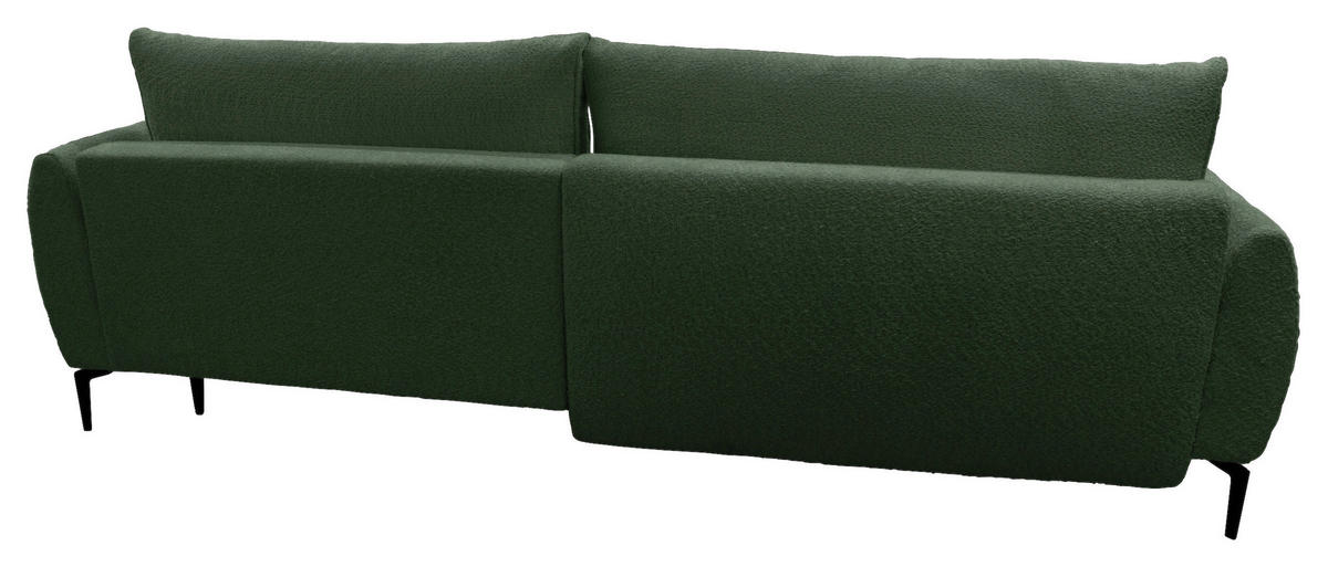 ECKSOFA Dunkelgrün Bouclé  - Dunkelgrün/Creme, Design, Textil/Metall (273/204cm) - MID.YOU