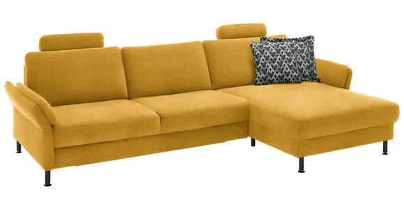 ECKSOFA  in Chenille, Flachgewebe Currygelb  316/175 cm  - Currygelb/Schwarz, Design, Textil/Metall (316/175cm) - Dieter Knoll