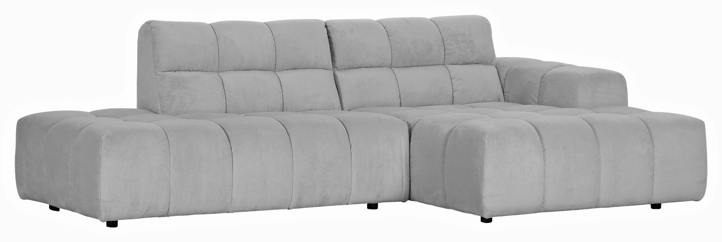 HÖRNSOFFA i plysch ljusgrå  - ljusgrå/svart, Klassisk, textil/plast (282/155cm) - MID.YOU