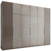 DREHTÜRENSCHRANK 300/216/58 cm 6-türig Hellgrau  - Schieferfarben/Hellgrau, Design, Glas/Holzwerkstoff (300/216/58cm) - Novel