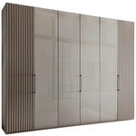DREHTÜRENSCHRANK 300/216/58 cm 6-türig Hellgrau  - Schieferfarben/Hellgrau, Design, Glas/Holzwerkstoff (300/216/58cm) - Novel