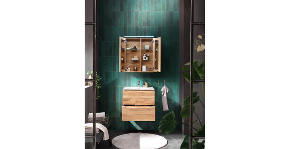 SPIEGELSCHRANK 60/70/20 cm  - Eichefarben/Schwarz, KONVENTIONELL, Glas/Holz (60/70/20cm) - Linea Natura