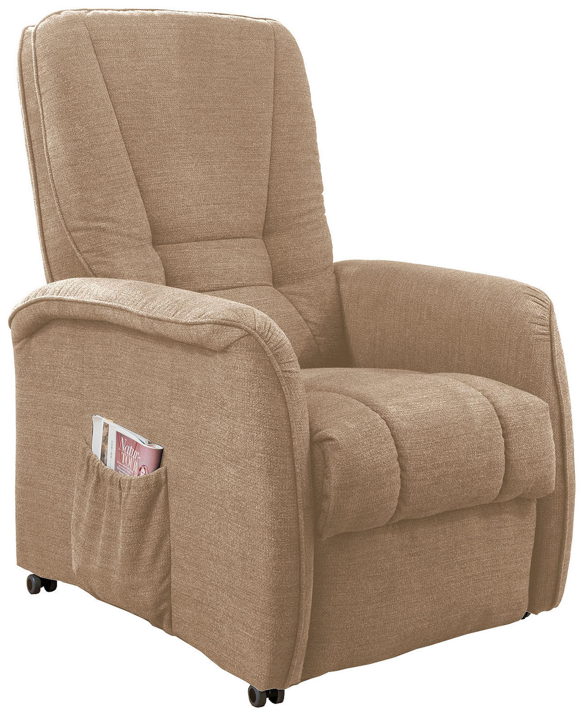 FERNSEHSESSEL in Struktur Hellbraun  - Hellbraun/Schwarz, Design, Kunststoff/Textil (77/107/88cm) - Livetastic