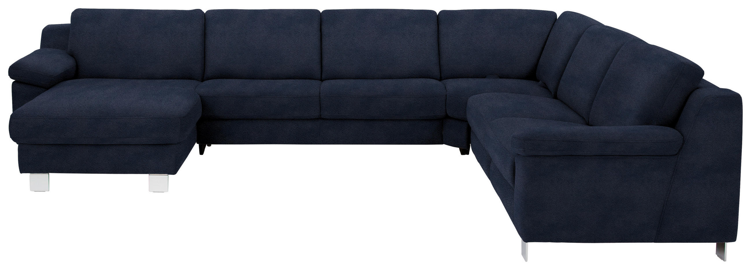 WOHNLANDSCHAFT in Mikrofaser Blau  - Chromfarben/Blau, Design, Textil/Metall (166/364/278cm) - Valdera