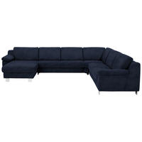 WOHNLANDSCHAFT in Mikrofaser Blau  - Chromfarben/Blau, Design, Textil/Metall (166/364/278cm) - Valdera