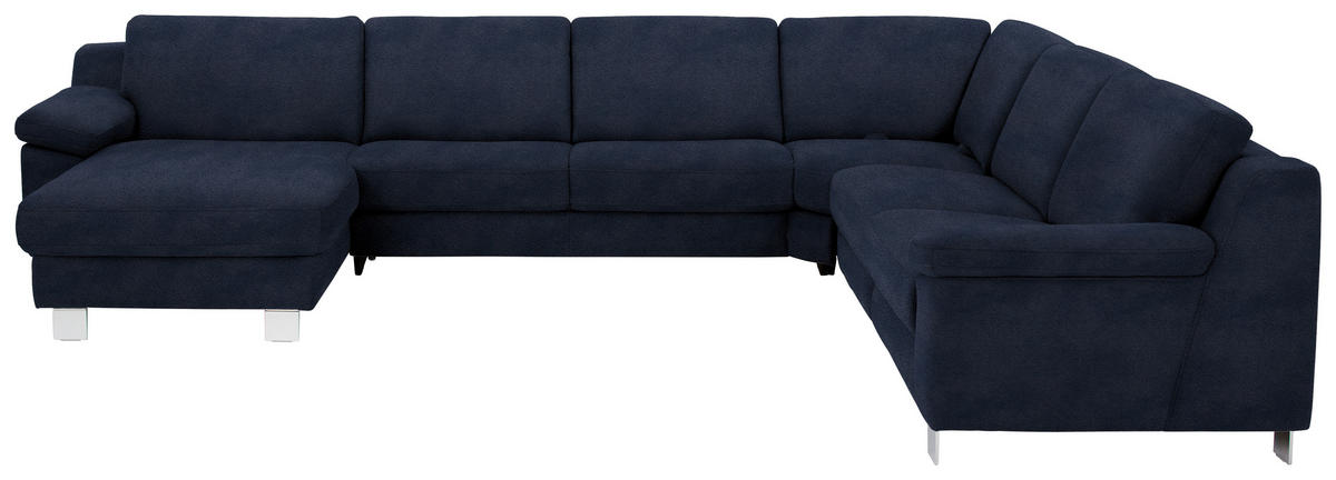 WOHNLANDSCHAFT in Mikrofaser Blau  - Chromfarben/Blau, Design, Textil/Metall (166/364/278cm) - Valdera