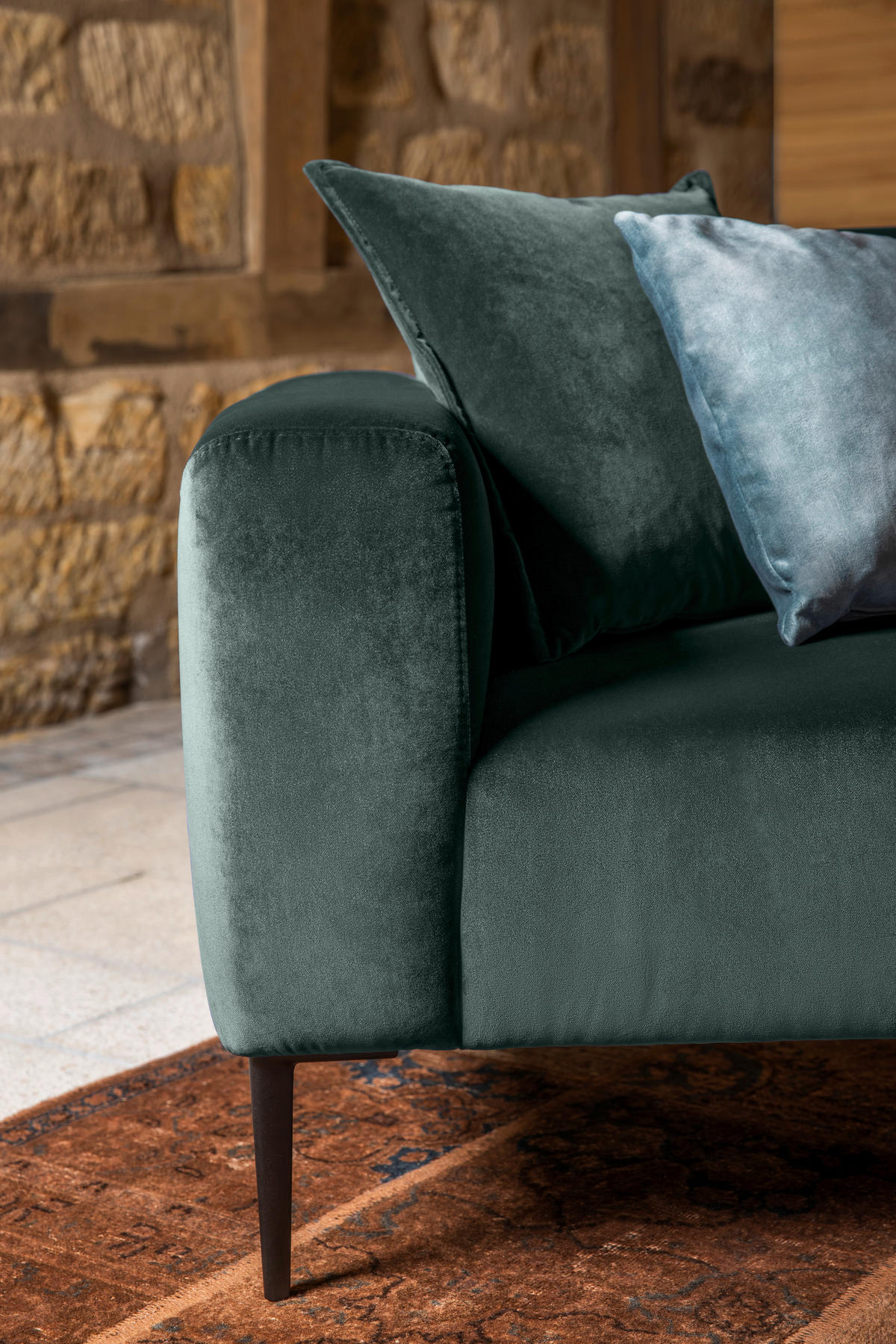 TŘÍMÍSTNÁ POHOVKA, textil, zelená - černá/zelená, Moderní, kov/textil (250/76/86cm) - W.Schillig