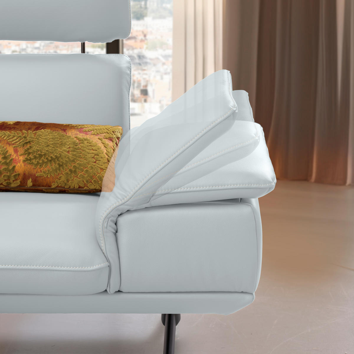 ECKSOFA in Echtleder Hellgrau  150/242 cm  - Beige/Hellgrau, Design, Leder/Metall (150/242cm) - Koinor