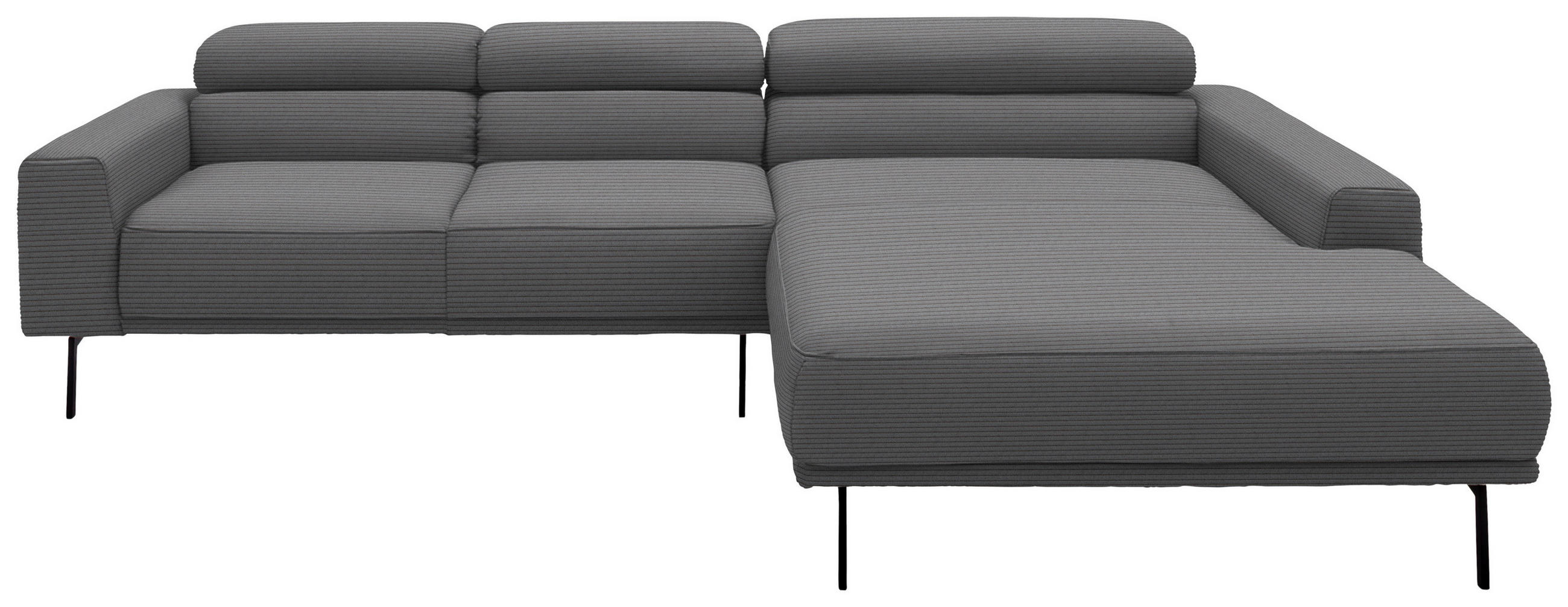 ECKSOFA Cord Dunkelgrau  - Dunkelgrau/Schwarz, Design, Textil/Metall (293/215-217cm) - Schöner Wohnen
