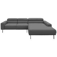 ECKSOFA Cord Dunkelgrau  - Dunkelgrau/Schwarz, Design, Textil/Metall (293/215-217cm) - Schöner Wohnen
