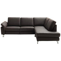 ECKSOFA in Echtleder Dunkelbraun  - Chromfarben/Dunkelbraun, Design, Leder/Metall (271/200cm) - Pure Home Lifestyle