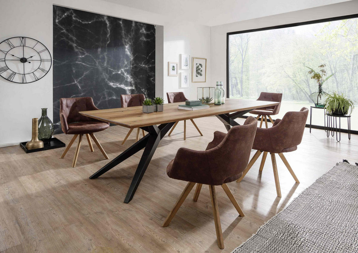 ESSTISCH in Holz 220/100/75 cm  - Wildeiche/Schwarz, LIFESTYLE, Holz/Metall (220/100/75cm) - Linea Natura