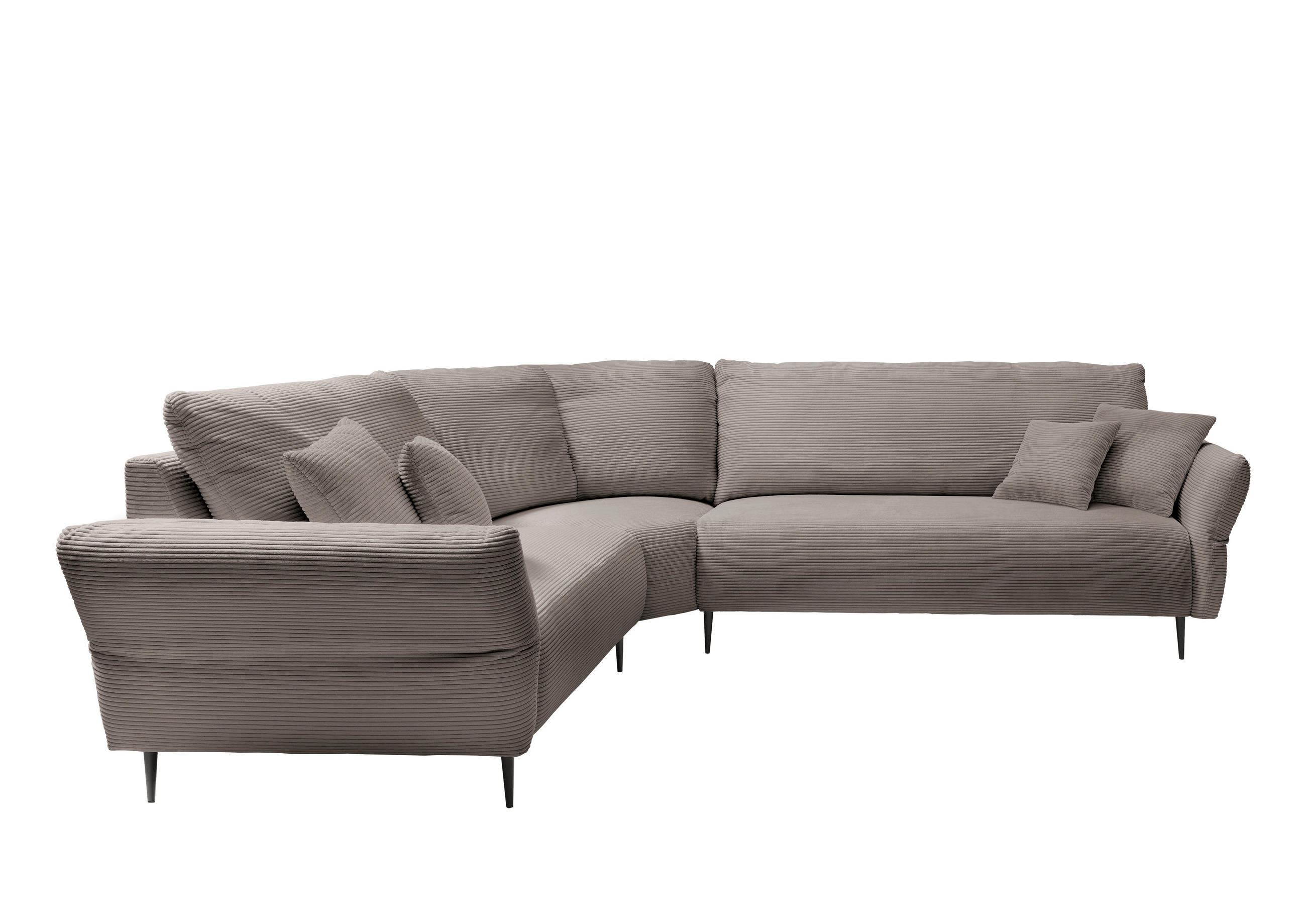 ECKSOFA in Cord Graubraun - Graubraun/Schwarz, Design, Textil/Metall (256/294cm) - Livetastic