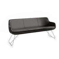 SITZBANK 180/87/65 cm Echtleder Dunkelbraun Metall  - Edelstahlfarben/Dunkelbraun, Design, Leder/Metall (180/87/65cm) - Musterring