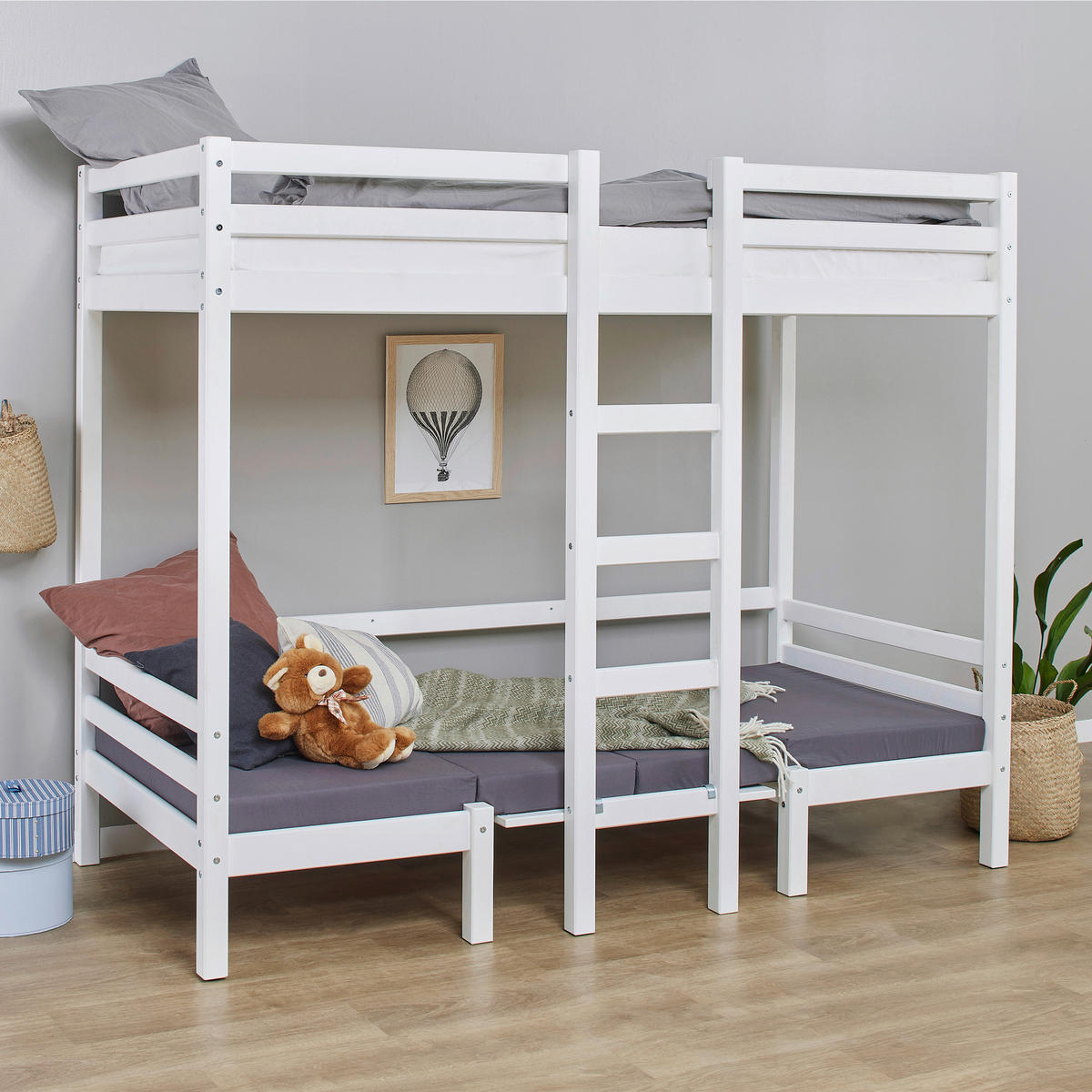 ETAGENBETT - Weiß, MODERN, Holz (90/200cm) - MID.YOU