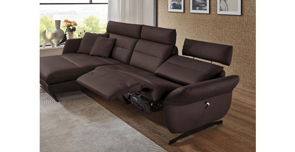 ECKSOFA in Echtleder Dunkelbraun  169/298 cm  - Dunkelbraun/Schwarz, Design, Leder/Metall (169/298cm) - Dieter Knoll
