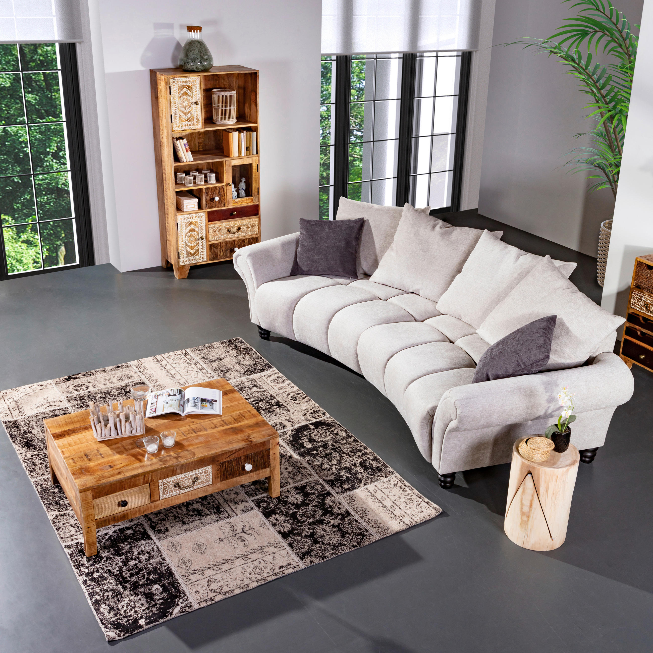 COUCHTISCH Akazie, Mangoholz massiv 100/70/37 cm rechteckig Naturfarben, Weiß, Akaziefarben, Dunkelbraun - Dunkelbraun/Schwarz, Design, Holz/Holzwerkstoff (100/70/37cm) - Landscape