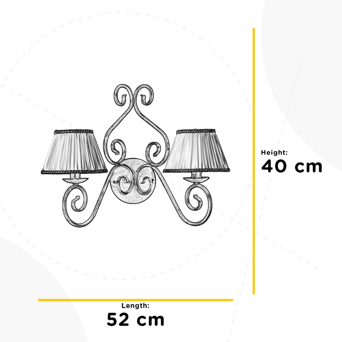 WANDLEUCHTE 52/30/40 cm   - Perlmutt, KONVENTIONELL, Textil/Metall (52/30/40cm)