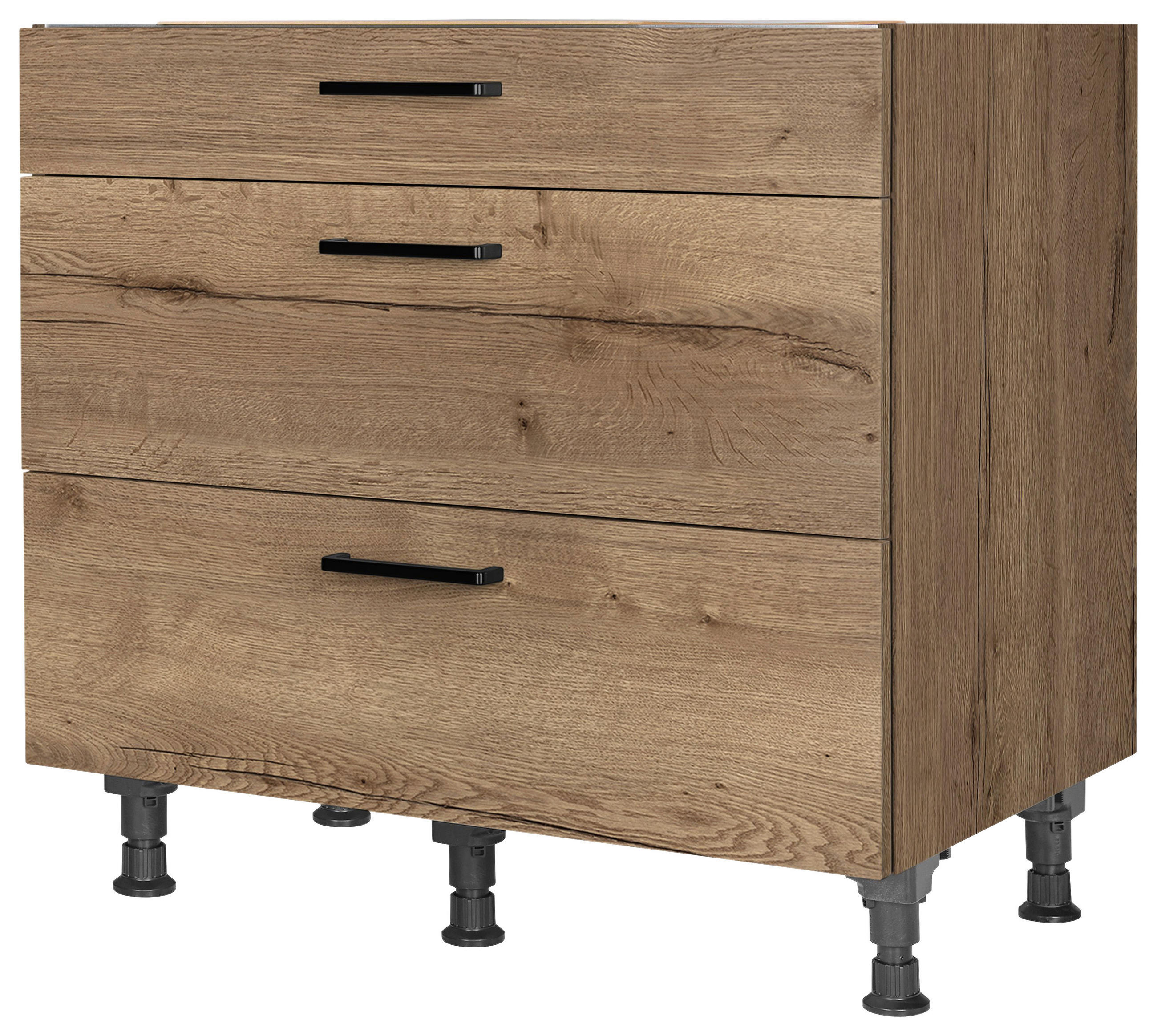 KOCHFELDUMBAUSCHRANK 90/87/56 cm in Eiche dunkel - Eiche dunkel/Schwarz, MODERN, Holzwerkstoff/Metall (90/87/56cm) - Nobilia