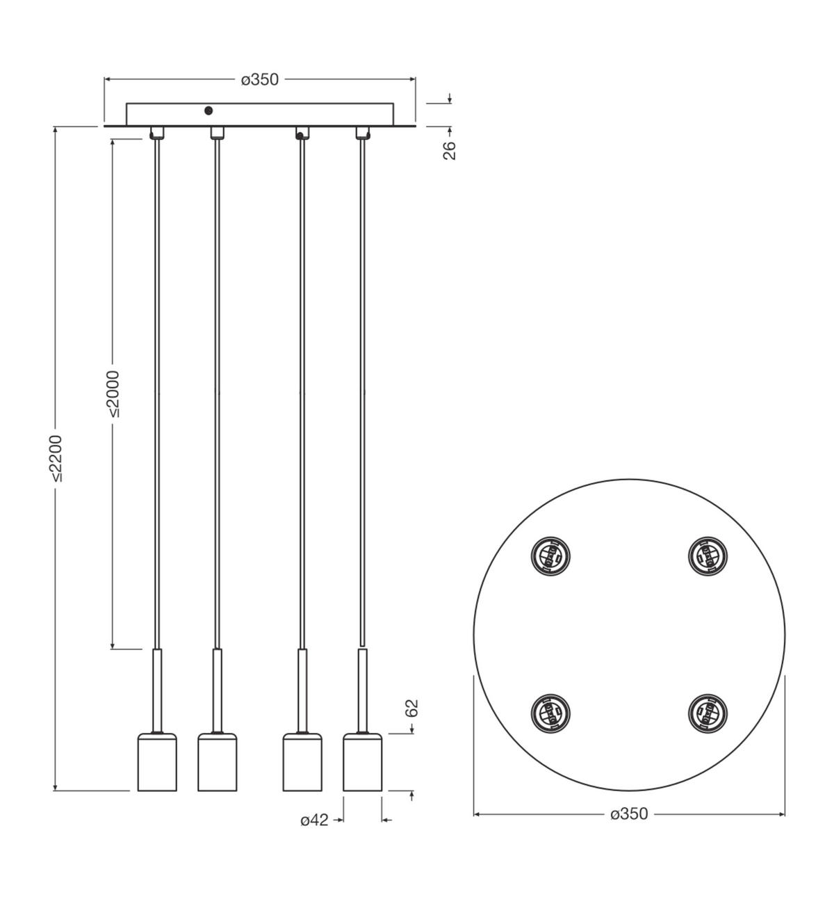 ohne Gläser 35/200 cm  - Beige, Basics, Metall (35/200cm) - Osram