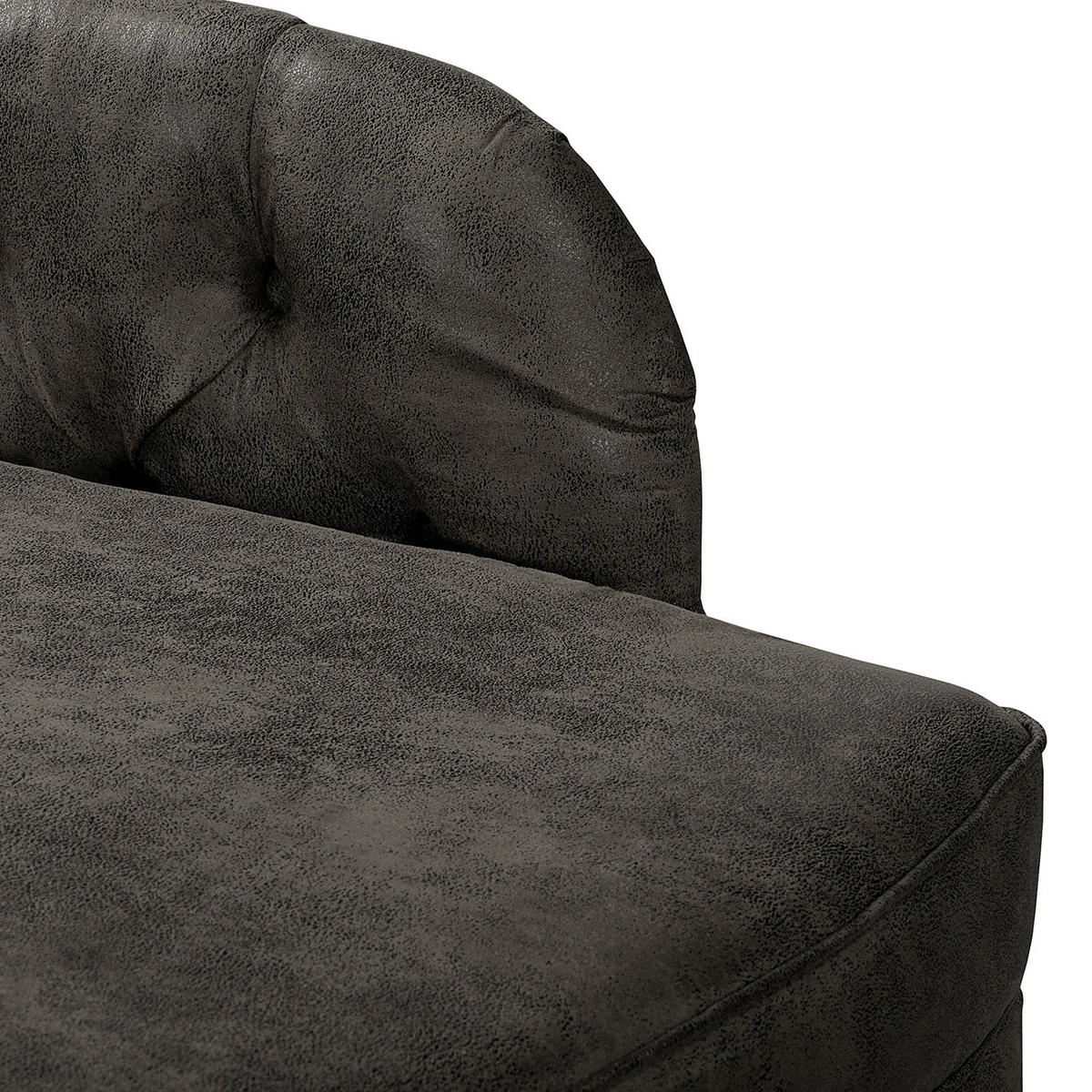 RÉCAMIERE Lederlook Anthrazit  - Anthrazit/Braun, Design, Holz/Textil (185/93/75cm) - Livetastic