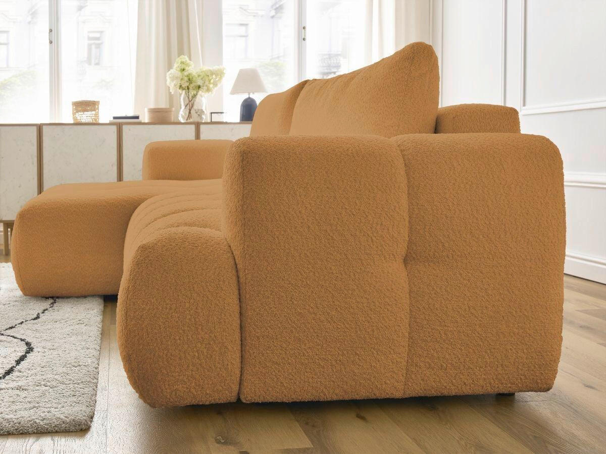 ECKSCHLAFSOFA FUJI Bouclé Gelb  inkl.  - Gelb/Schwarz, MODERN, Kunststoff/Textil (160/292cm)