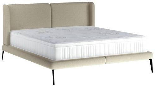 POLSTERBETT gepolstertes Kopfteil 180/200 cm  in Cognac  - Cognac/Schwarz, MODERN, Textil/Metall (180/200cm) - Livetastic