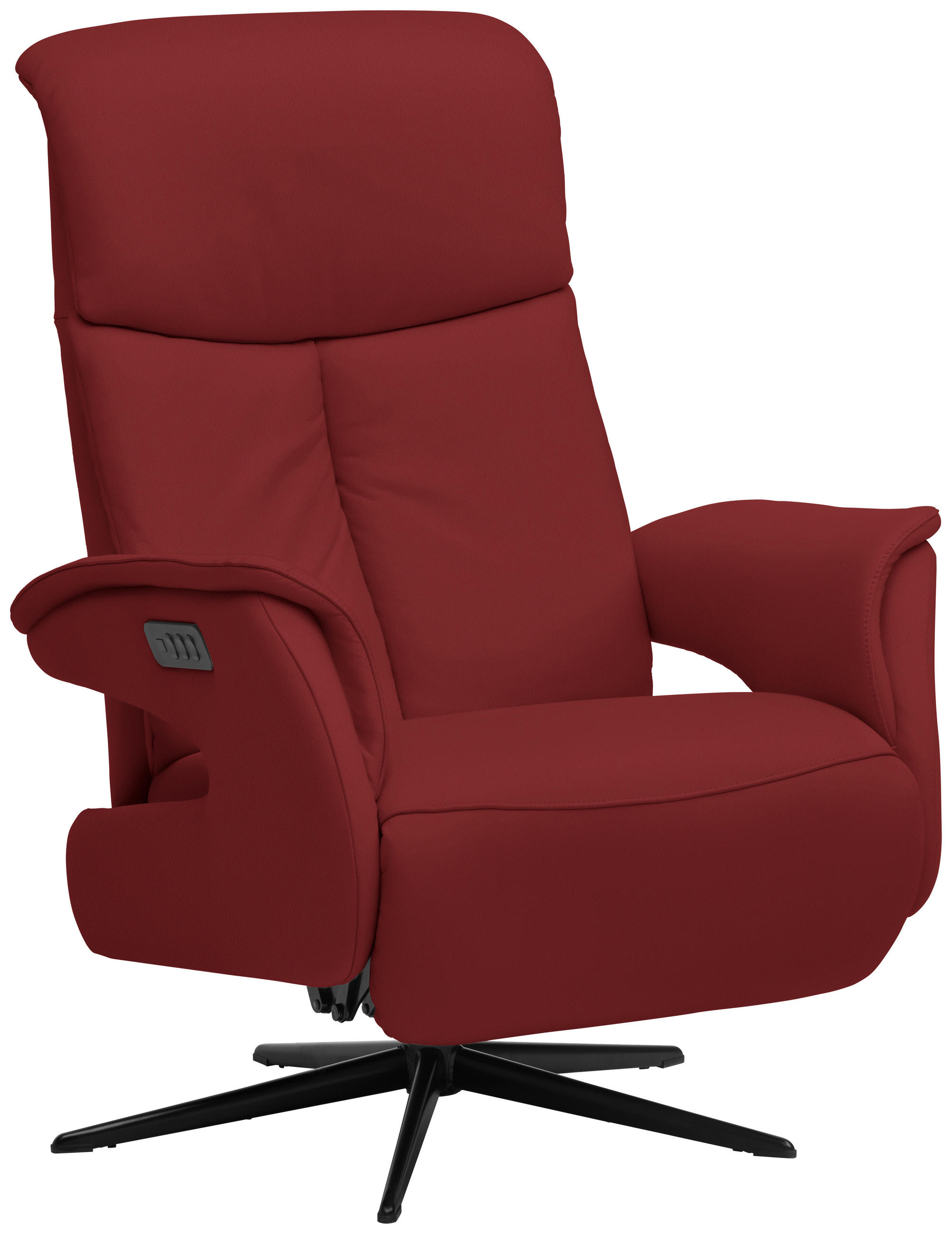 RELAXSESSEL in Leder Rot  - Rot/Schwarz, Design, Leder/Metall (78/106/88cm) - Welnova