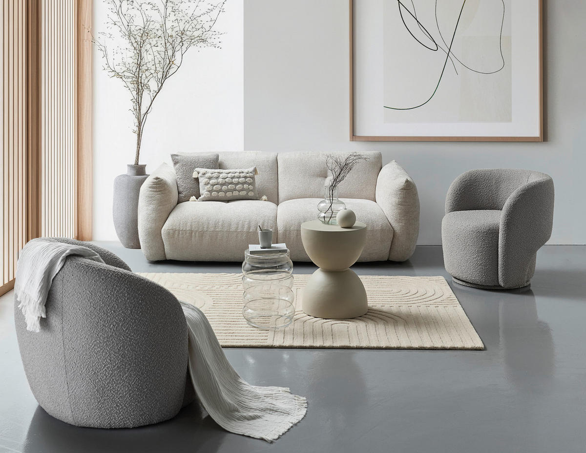 SESSEL Bouclé Graubraun    - Graubraun/Schwarz, Design, Kunststoff/Textil (92/88,5/75cm) - home24