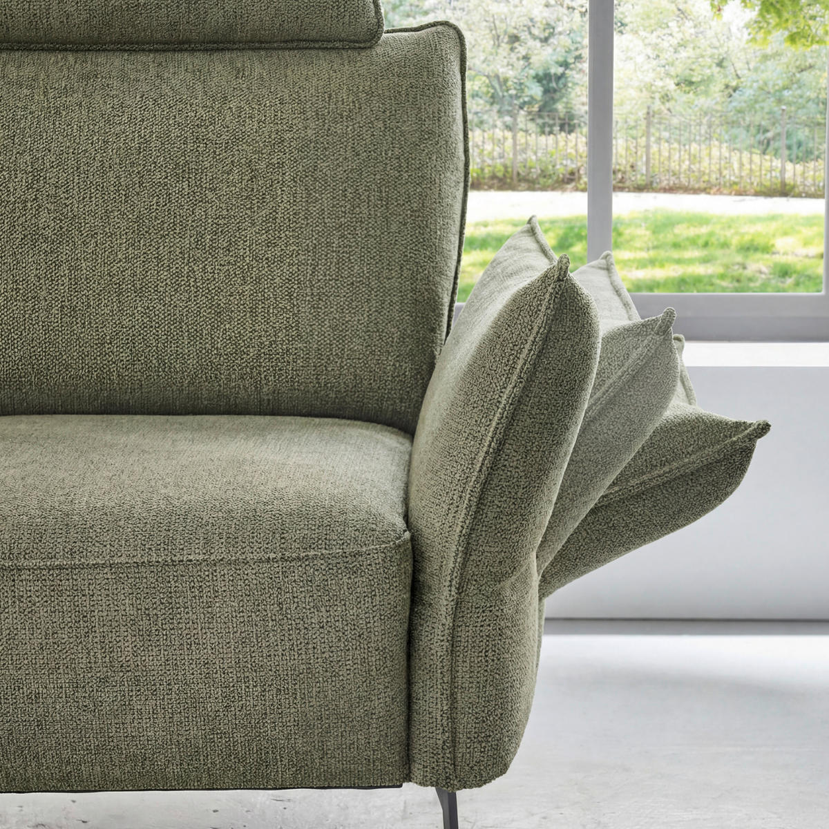 RÉCAMIERE Chenille Grün  - Schwarz/Grün, Konventionell, Textil/Metall (206/90/92cm) - Elegando