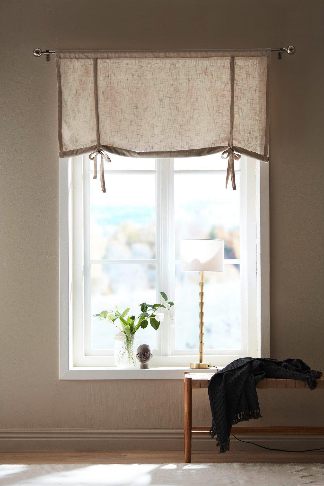 KURZGARDINE   100/90 cm   - Beige, Basics, Textil (100/90cm) - Svanefors