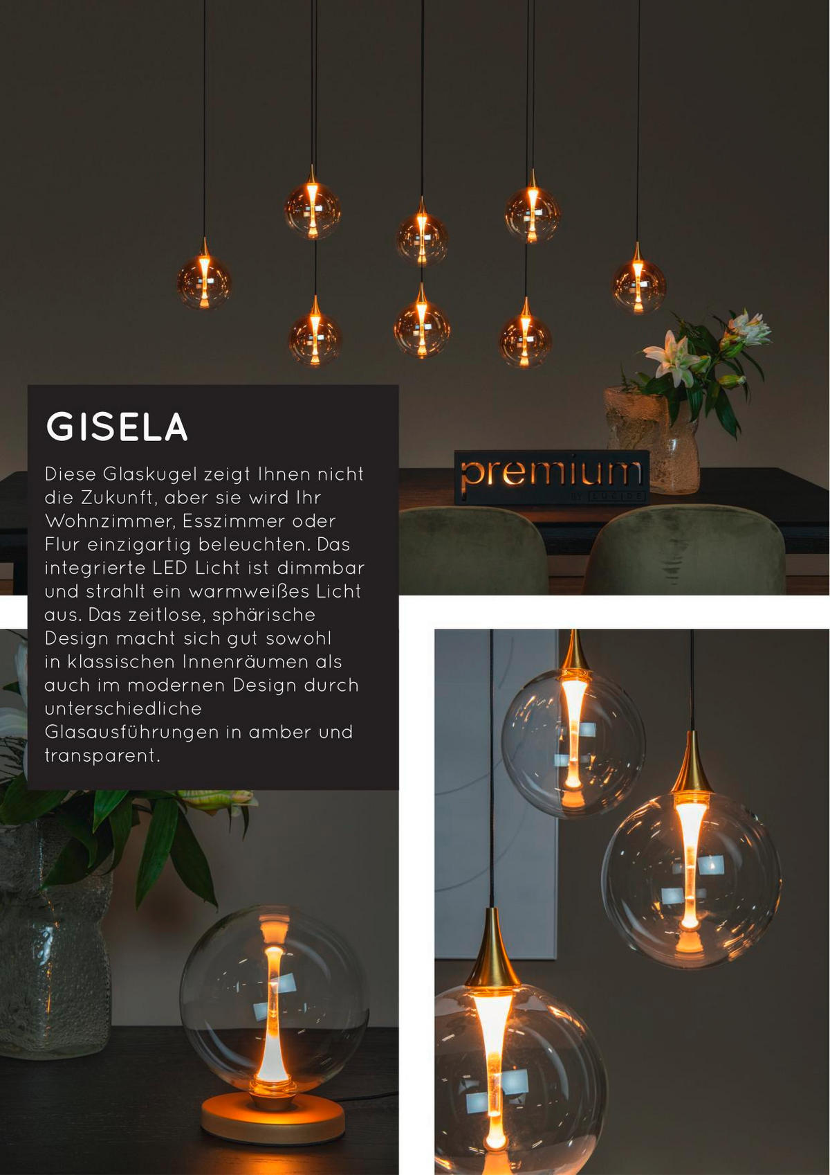 LED-PENDELLEUCHTE    - Design, Glas (140cm) - Lucide
