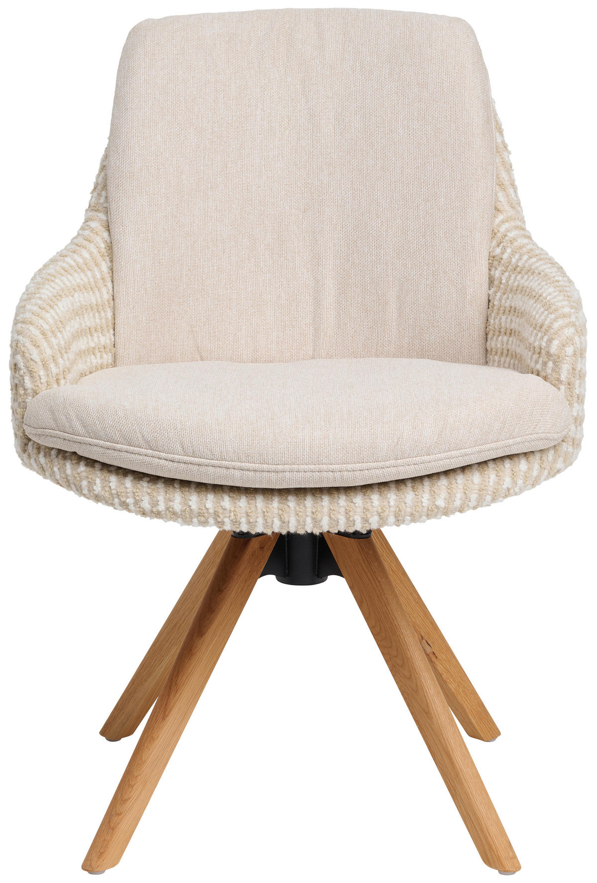 ARMLEHNSTUHL  Beinauswahl, Lederauswahl, Stoffauswahl, Sitzfläche 360° drehbar Flachgewebe  Naturfarben, Eichefarben  - Eichefarben/Beige, Design, Holz/Textil (60/87/66cm) - Lomoco