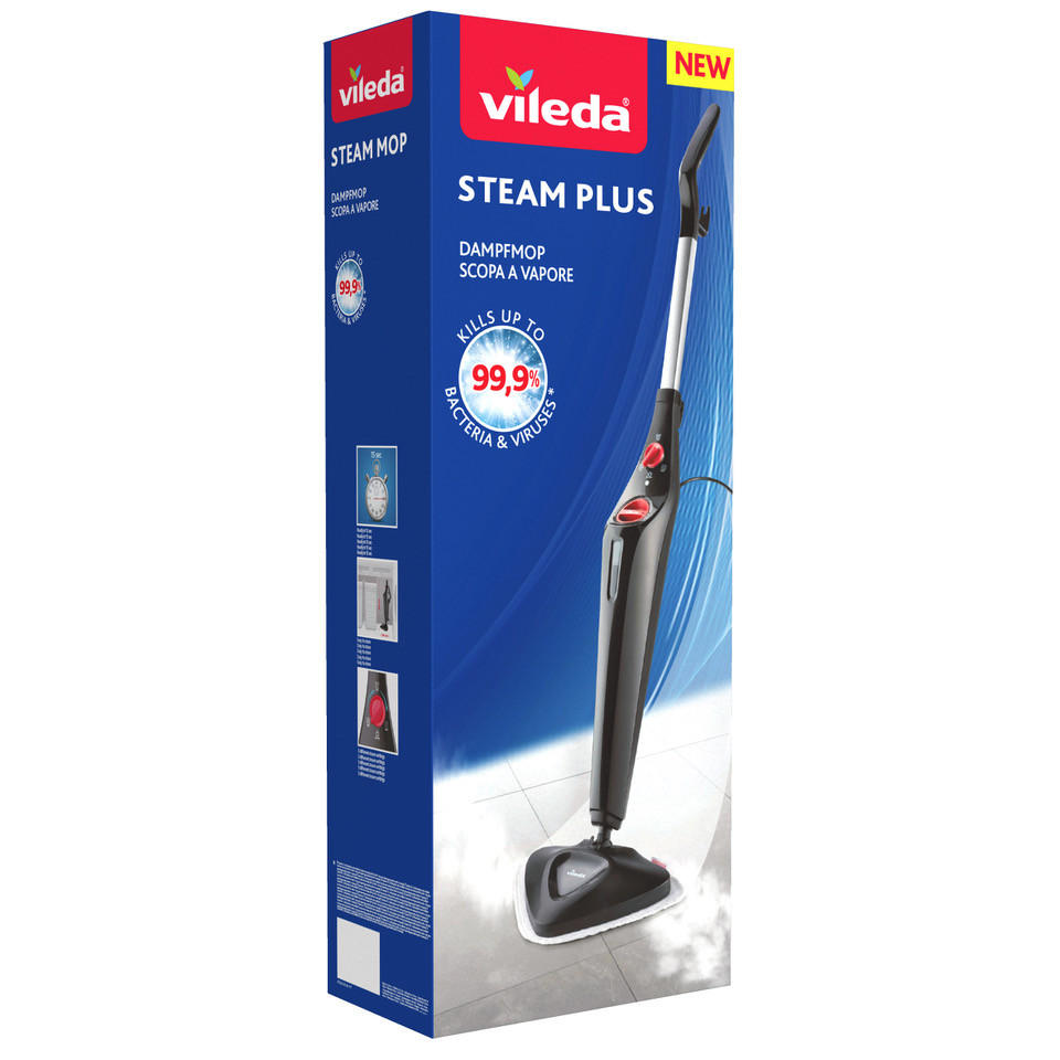Gőztisztító - fekete/piros, Basics, műanyag (14.7/126/25.6cm) - Vileda