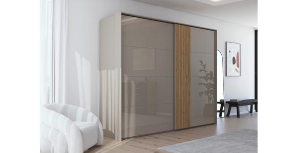 SCHWEBETÜRENSCHRANK 281/223/68 cm 2-türig Eichefarben, Fango - Fango/Eichefarben, Design, Glas/Holzwerkstoff (281/223/68cm) - Novel