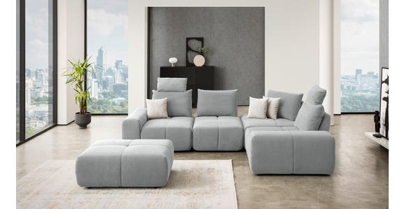 ECKSOFA in Velours Grau  - Schwarz/Grau, Design, Kunststoff/Textil (326/236cm) - Xora