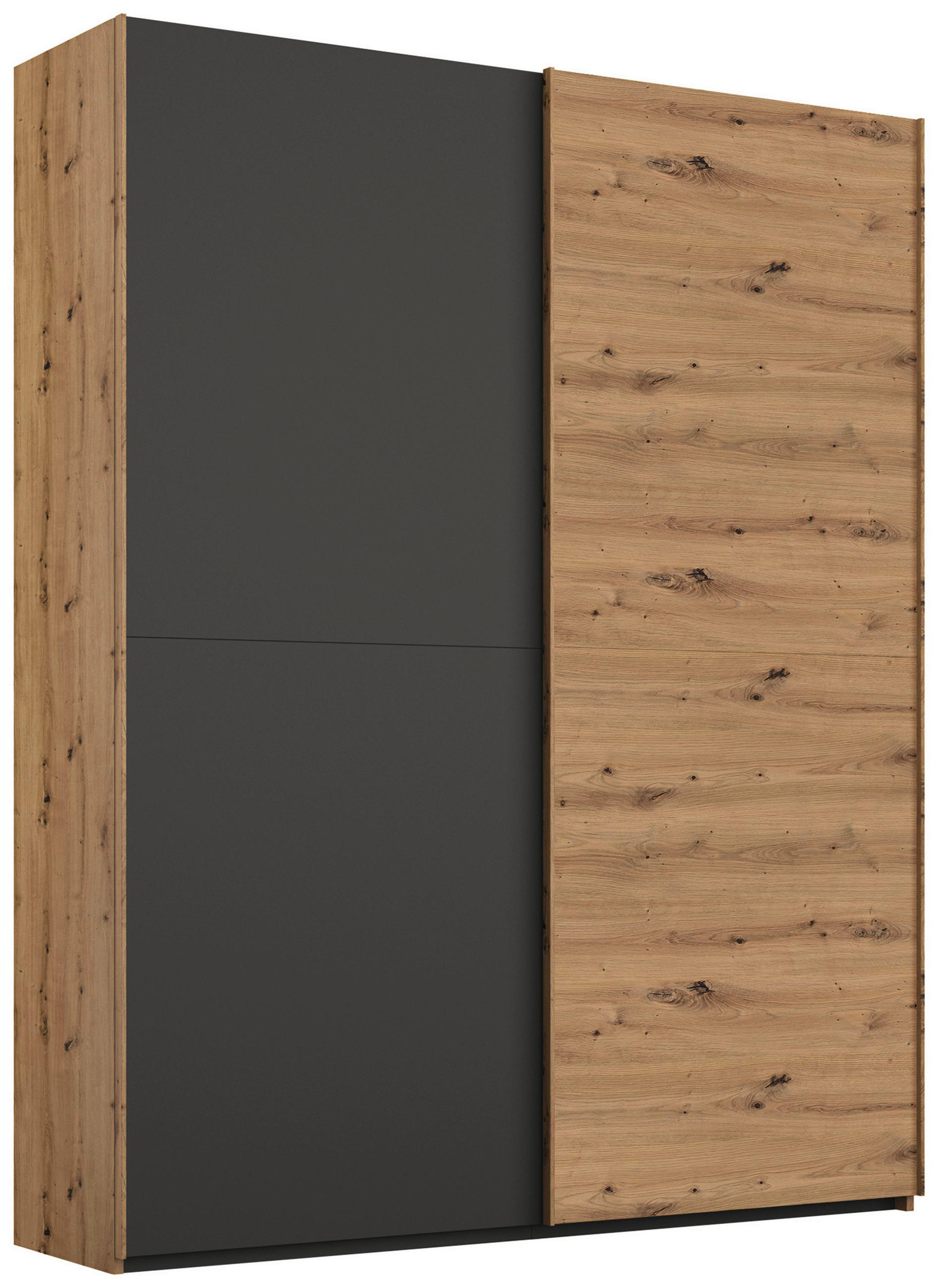 SCHWEBETÜRENSCHRANK 2-türig Graphitfarben, Eiche Artisan  - Graphitfarben/Eiche Artisan, Trend, Holzwerkstoff (151/223/68cm) - Stylife