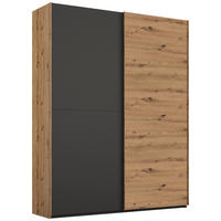 SCHWEBETÜRENSCHRANK 2-türig Graphitfarben, Eiche Artisan  - Graphitfarben/Eiche Artisan, Trend, Holzwerkstoff (151/223/68cm) - Stylife