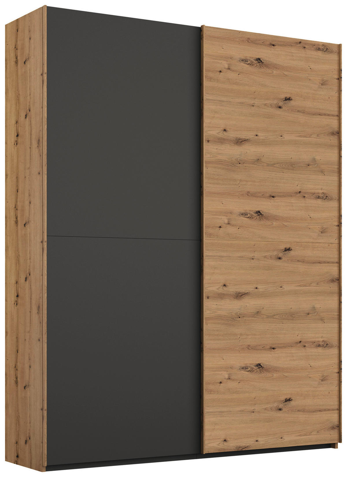 SCHWEBETÜRENSCHRANK 2-türig Graphitfarben, Eiche Artisan  - Graphitfarben/Eiche Artisan, Trend, Holzwerkstoff (151/223/68cm) - Stylife