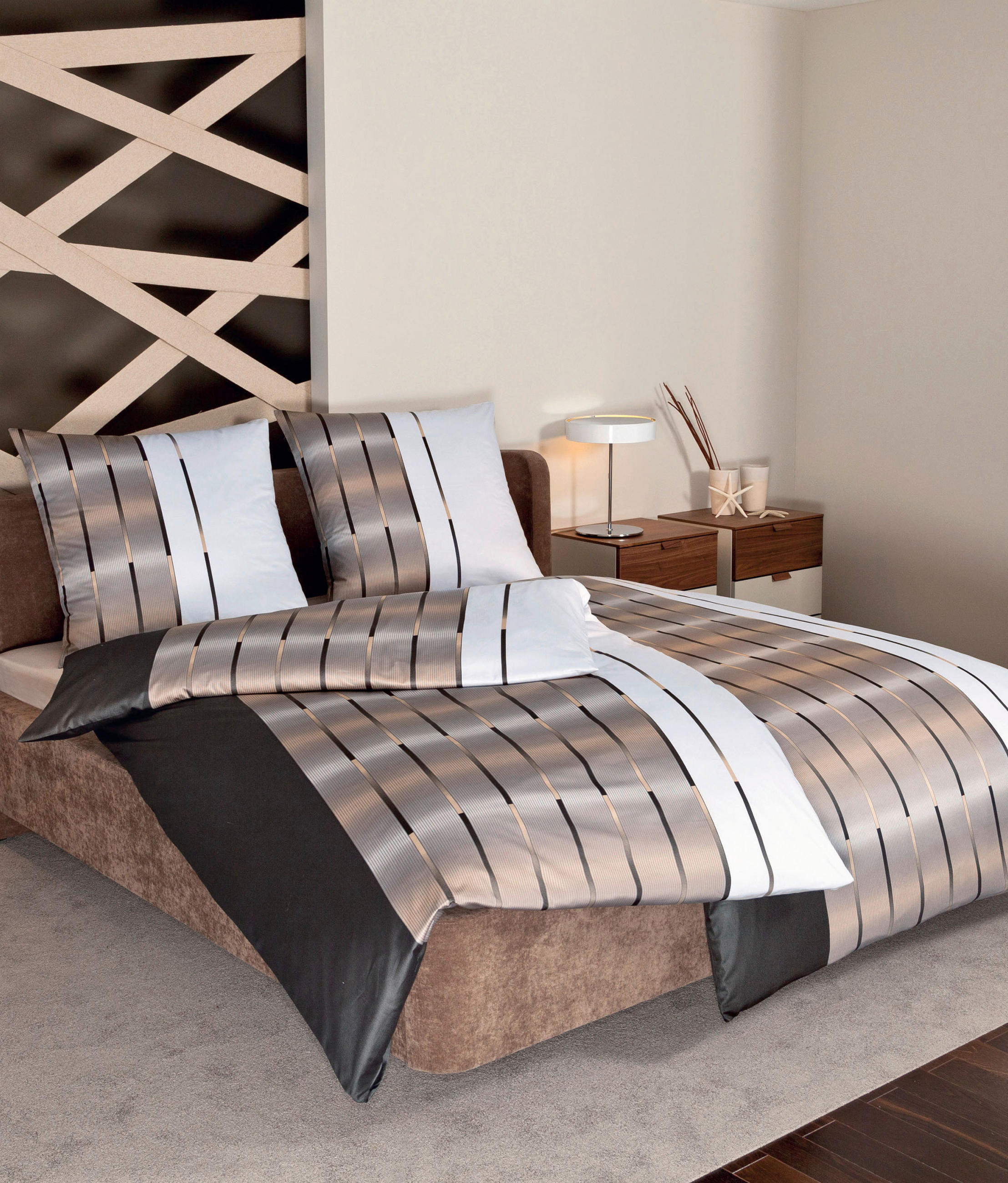BETTWÄSCHE Milano Makosatin 135/200 cm  - Hellbraun/Braun, Design, Textil (135/200cm) - Janine