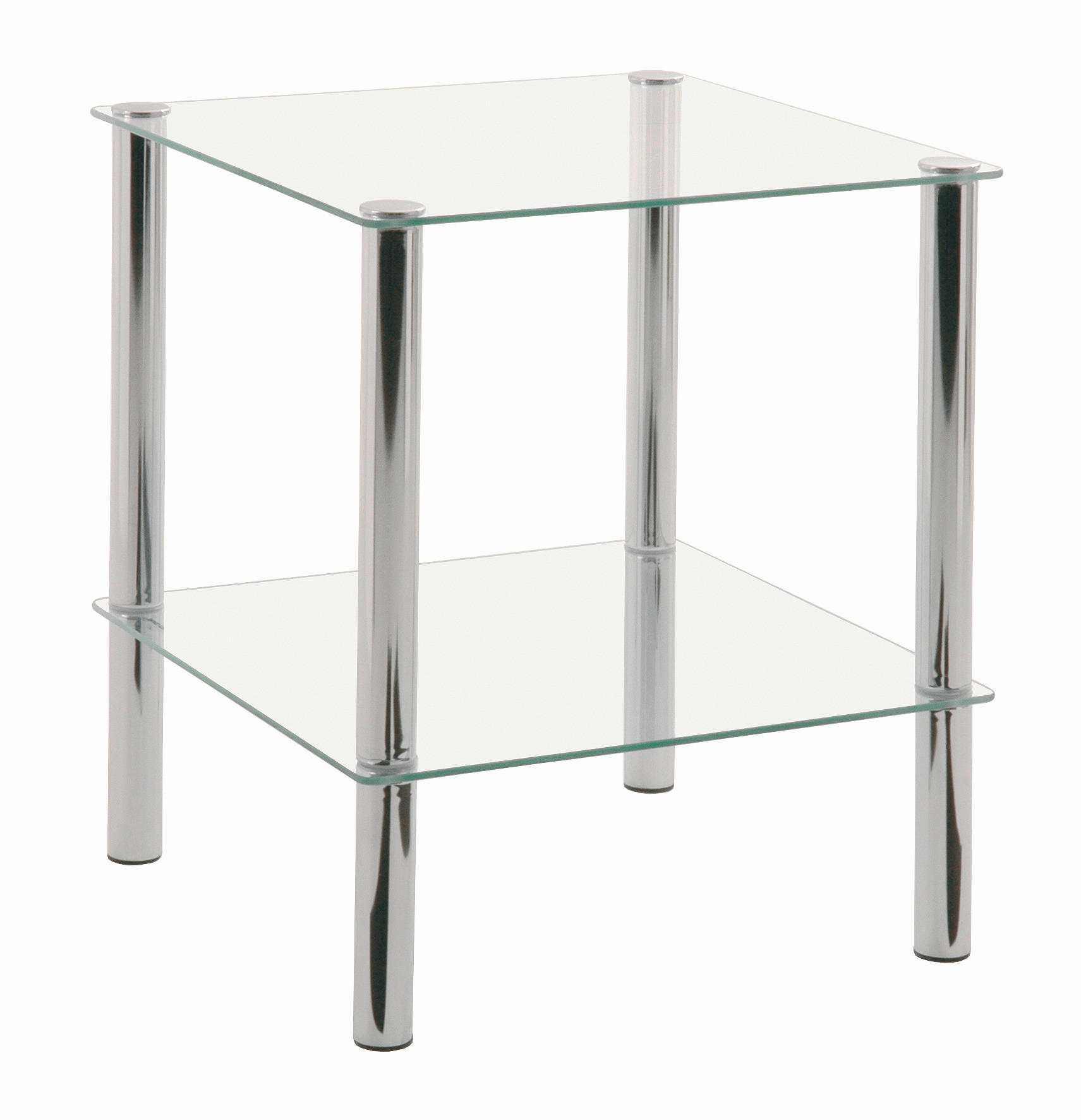 BEISTELLTISCH 39/39/47 cm Chromfarben quadratisch  - Chromfarben, Design, Glas/Metall (39/39/47cm)