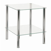 BEISTELLTISCH 39/39/47 cm Chromfarben quadratisch  - Chromfarben, Design, Glas/Metall (39/39/47cm)
